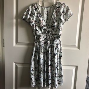 Hawaiian floral printed cutout dress